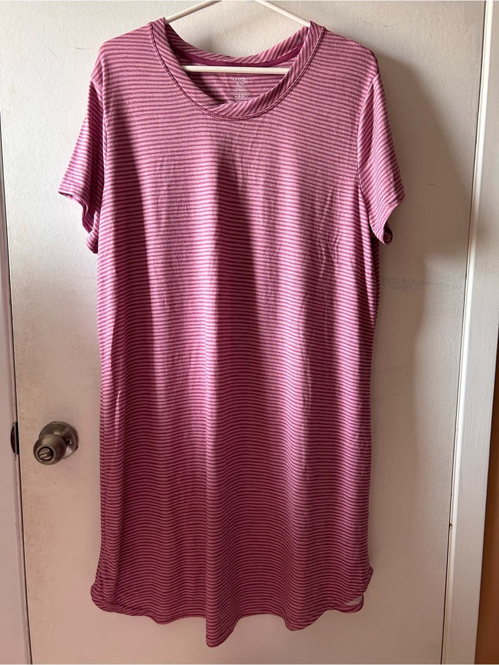 George Pink Striped Short-Sleeve Midi Dress